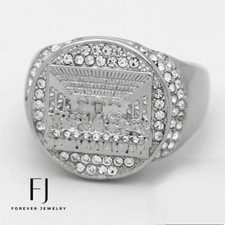 Men's Stainless Steel JESUS LAST SUPPER CZ Brilliant Cut Ring 8-13 Box