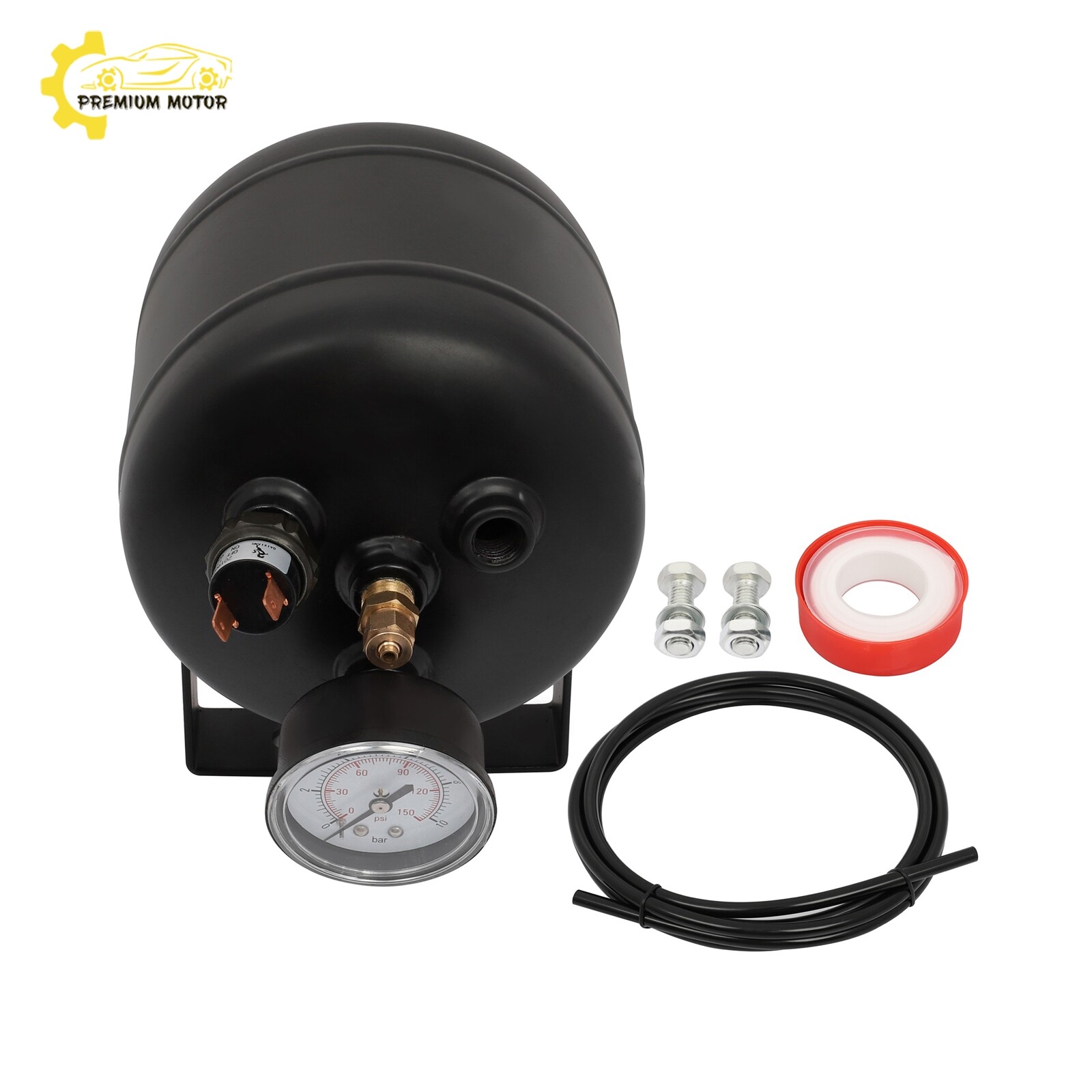 Air Tank Kit With Air Gauge Switch Train Air Horn Suspension 0.5 Gallon 5 Ports