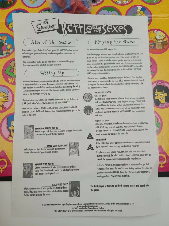 Los Simpson - Batalla de los Sexos Juego de Mesa 2004 Completo 2-8 Juego Edad 12-Adul Foto 4 de 4