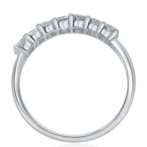 Bracelet de mariage diamant cultivé en laboratoire taille rayonnante 1,00 ct or blanc 14 carats 7 pierres - Photo 4 sur 19
