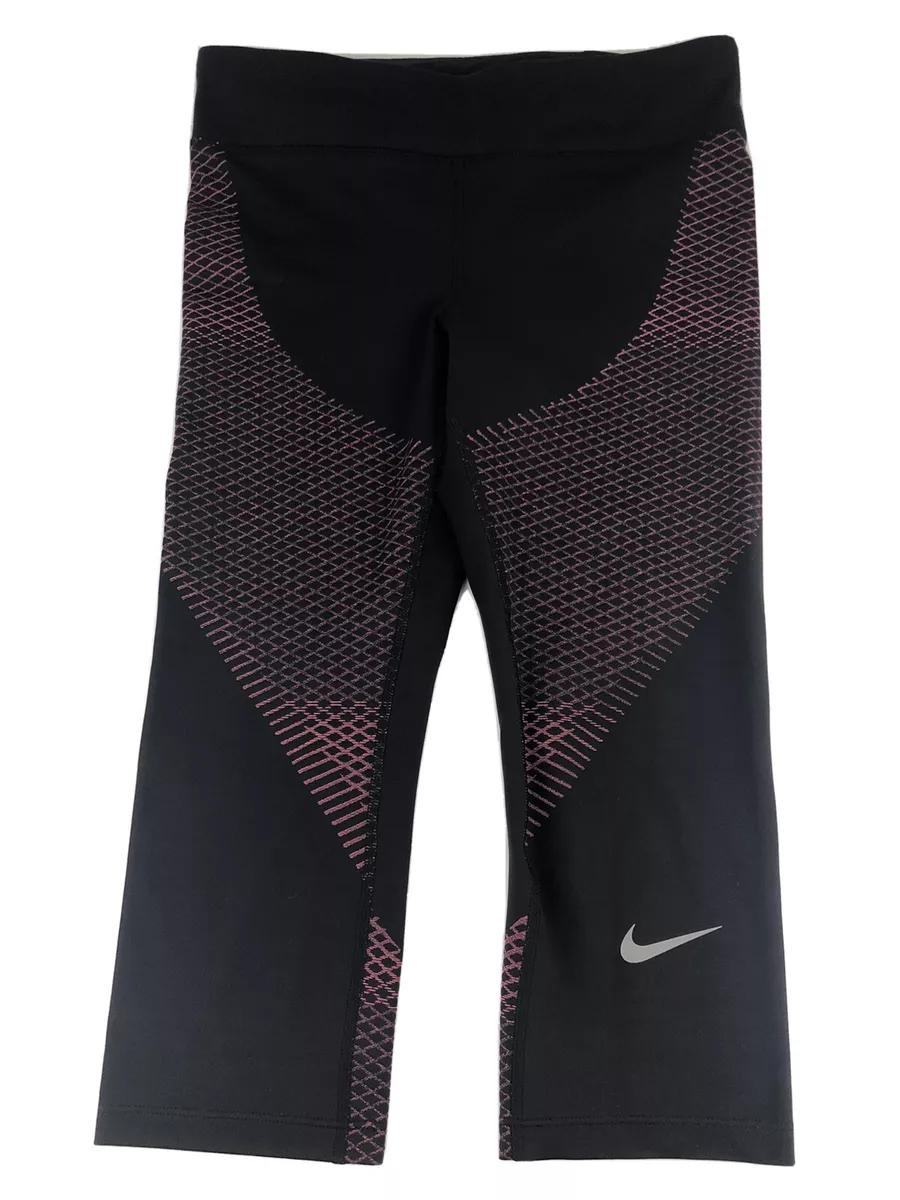 Nike Dri Fit Womens Zonal Strength Capri Leggings Size Large Black