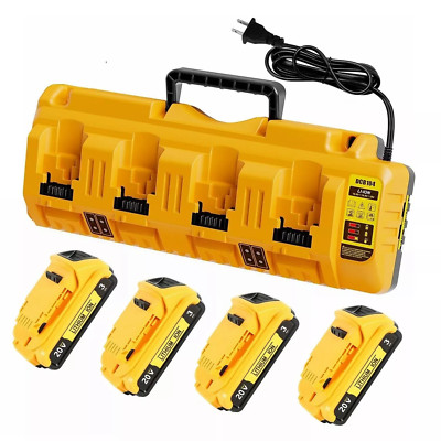 4Pack 20V 3.0Ah Battery With DCB104 XR 4-Port Fast Charger For DEWALT 20V DCB200