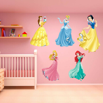 Prinzessin Wandkunst Aufkleber Wandbild Aufkleber Ariel Belle schneeweiß Aurora 5-teiliges Set