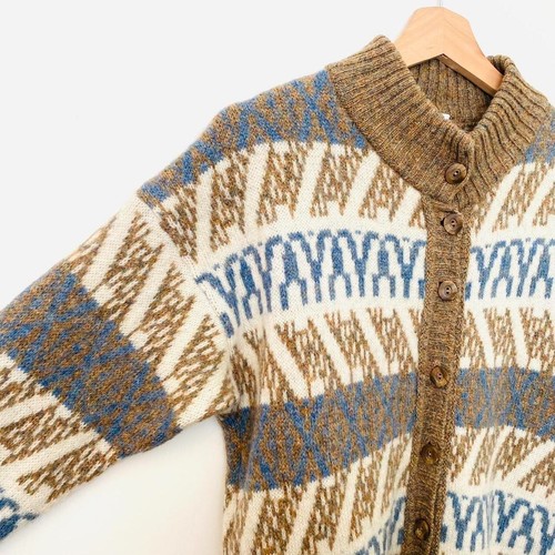 Vintage St Michael cardigan women's 12 medium abstract pattern pure new wool - Picture 5 of 9