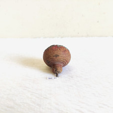 Vintage Handmade Brass Wooden Spinning Top Toy Decorative Kids Props TOY25