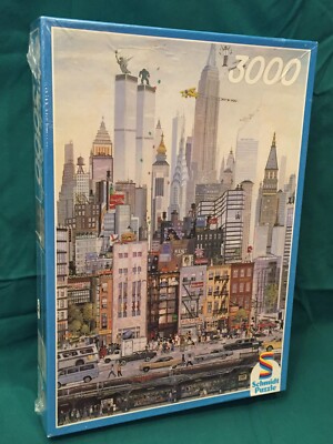 Vtg 1986 Schmidt PUZZLE 3000 Pc NEW YORK Times Square TWIN TOWERS