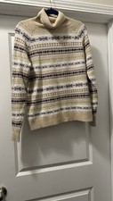 Loft Womens Fair Isle Cable Knit Sweater M Multicolor Cozy WInter