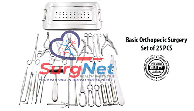 Basic Orthopedic Surgery Set of 25 PCS of Surgical Instruments With Box