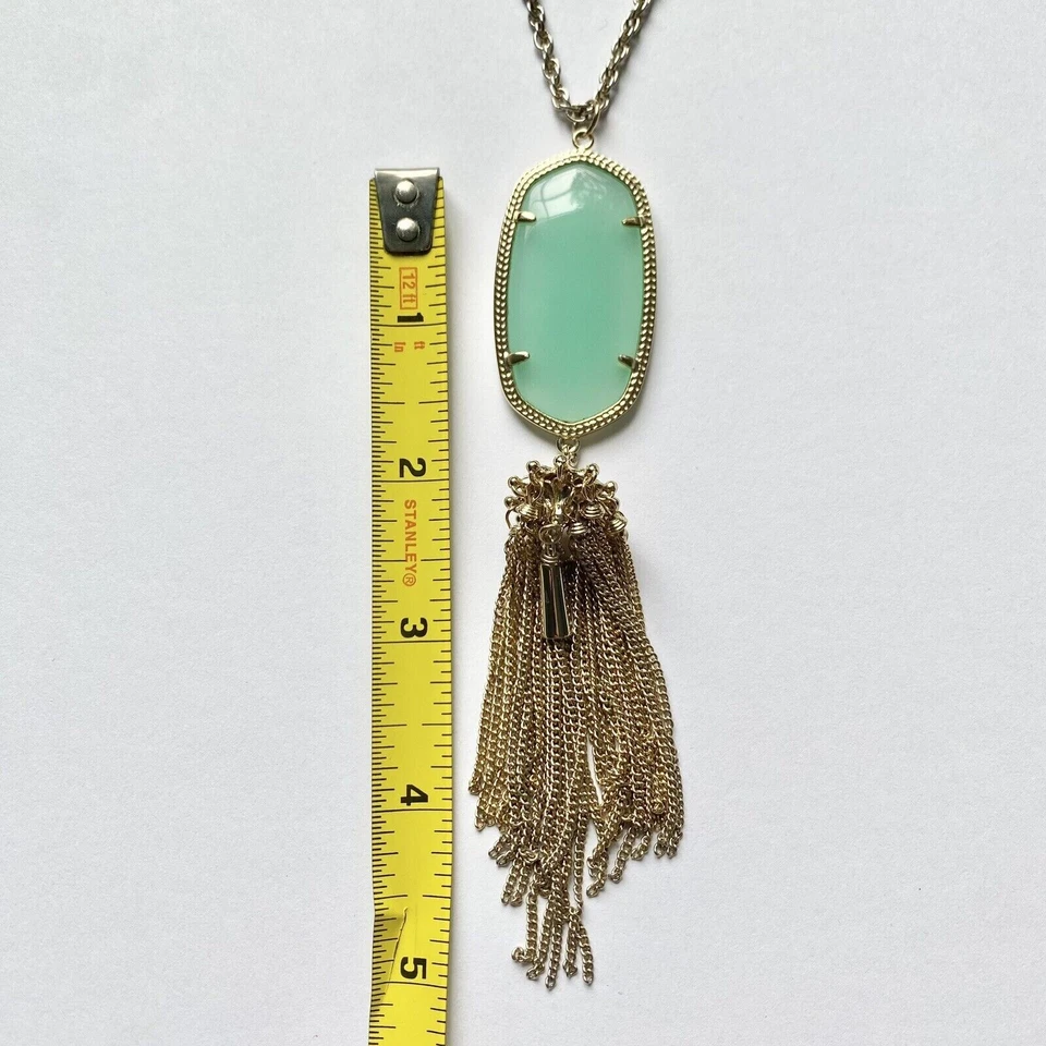 Ожерелье с длинной бахромой Kendra Scott RAYNE кулон халцедон золото ожерелье кисточки - Изображение 2 из 3