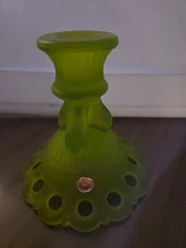 Vintage Westmoreland Glass Candle Holder Green Hand Made