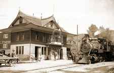 Sonora CA Train Station Ex-Ocean Shore Locomotive #26 1922 RPPC Postcard COPY