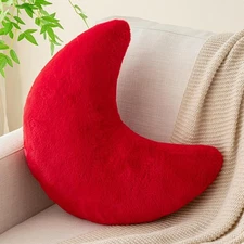 Moon Pillow,7 Color Decorative Throw Pillows with Soft Faux Rabbit for Bed Cou..