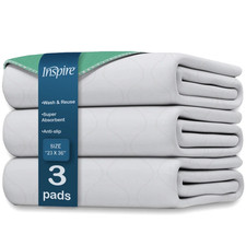 Washable Reusable Incontinence Bed Pads 3 Pack Waterproof Mattress Pad 24x36