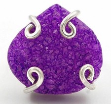 Natural Amethyst Druzy 925 Solid Sterling Silver Ring Sz 7