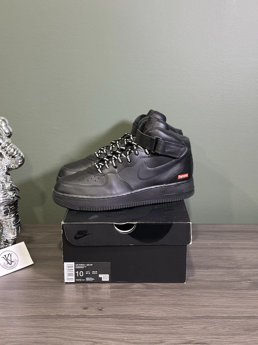 Nike Supreme x Air Force 1 Mid Box Logo - Triple Black for Sale