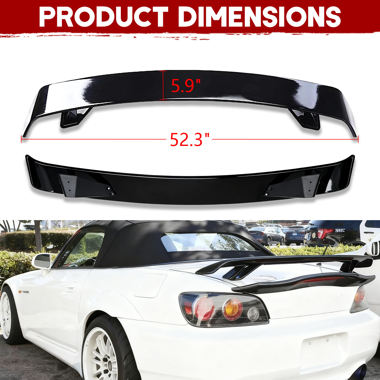 Glossy Black 52" Rear Spoiler Wing Truck GT-Style For Maserati GranTurismo