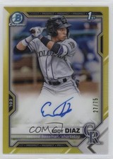 2021 Bowman Chrome Prospects Yellow Refractor 27/75 Eddy Diaz #CPA-ED Auto 9hx