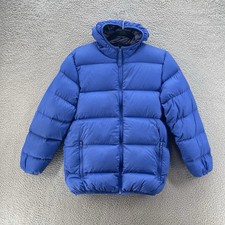 Triple Star Jacket Youth Boys Medium Blue Down Quilted Outdoor Gorpcore Hooded 