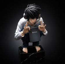 Anime Death Note L Model Figure Squatting L PVC Statue 2 Head Collectible W/BOX