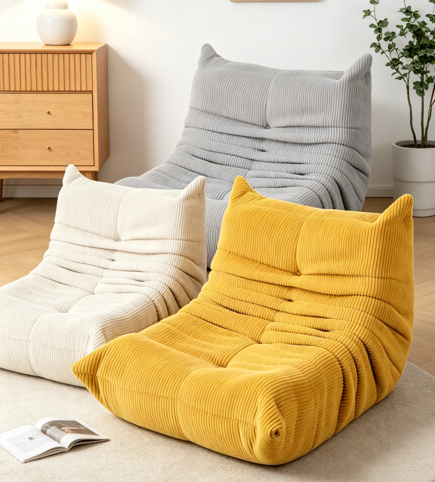 Beanbags (including filling), floor sofas, recliner chairs, floor chairs, beanbags