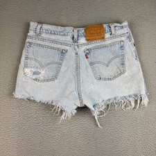 Vintage Levis 550 Cut Off Shorts Womens 32" 90's Denim 3" Inseam High Waist 1996