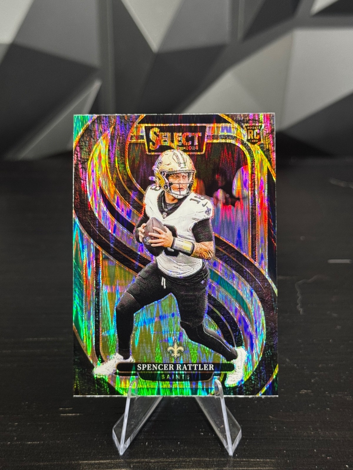2024 Panini Select #130 Spencer Rattler Black & Green Shock Prizm Rookie (RC)