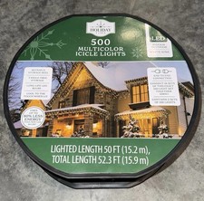 Holiday Time 500 CT Multicolor LED Icicle Lights White Wire Christmas Decor NEW