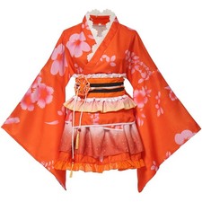 Japanese Kimono Robe Anime Cosplay Costume Dress S, Orange