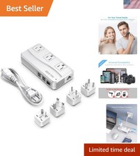 Compact 220V to 110V Voltage Converter with 4 USB Ports for Global Travel Needs