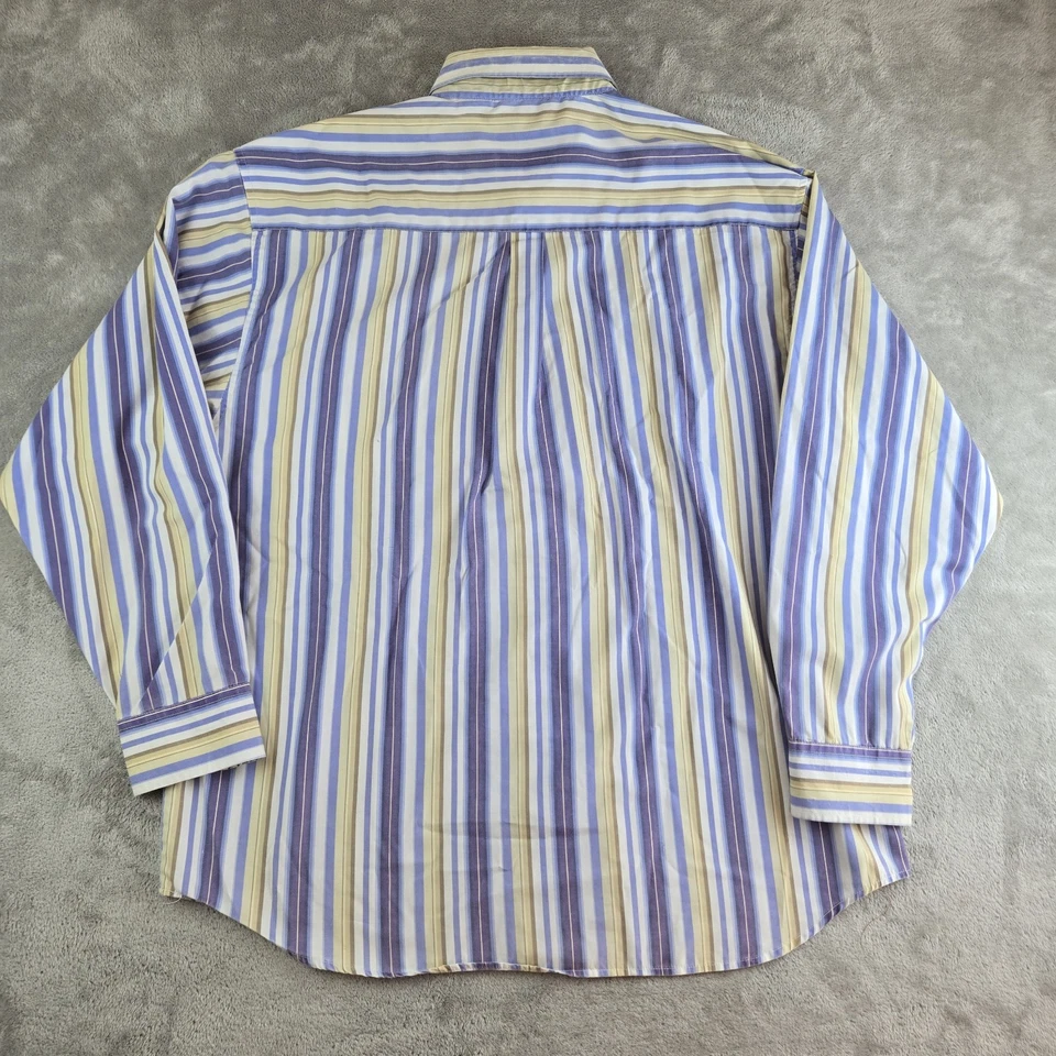 Camisa B By Brooklyn Xpress Para Hombres XL Azul Blanco Tostado Rayas Puño Abatible Informal Fiesta Foto 3 de 4