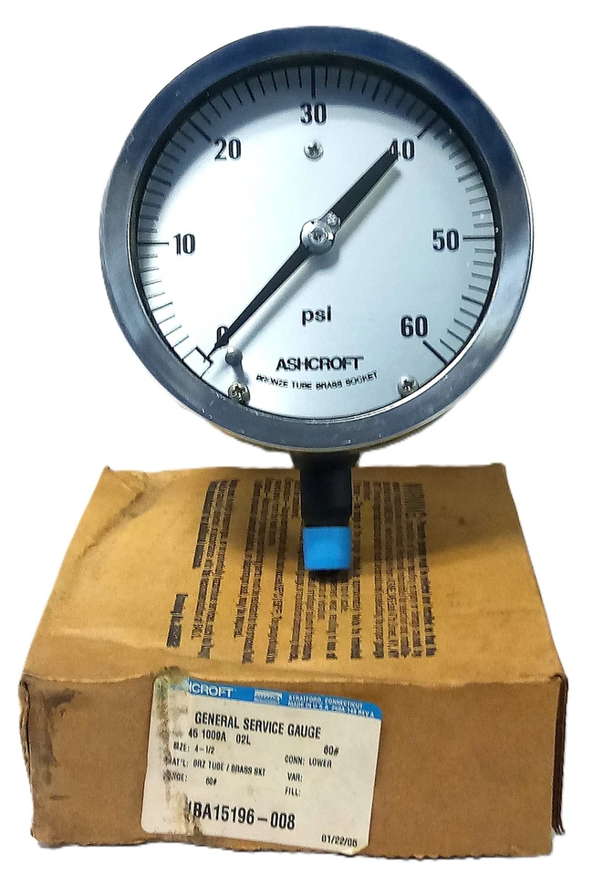 Ashcroft 45-1000A 02L 4.5 in 0-60 psi Air Pressure Gauge w/ 1/4 in NPT Port - Image 2 of 3