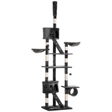 PawHut Floor-to-Ceiling Cat Tree for Indoor Cats, 240-260cm Adjustable Cat Tree