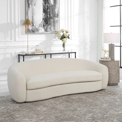 Uttermost Capra Art Deco White Sofa - Picture 1 of 1