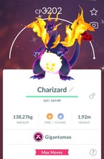 Pok mon Go Shiny G.MAX Charizard LV50  3 Moves - Registered Trade