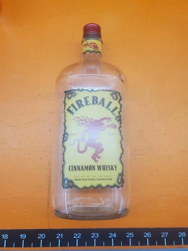 ⭐️⭐️⭐️⭐️⭐️ *Lot of 2* EMPTY 1L Fireball Cinnamon Whisky Glass Bottles for Crafts