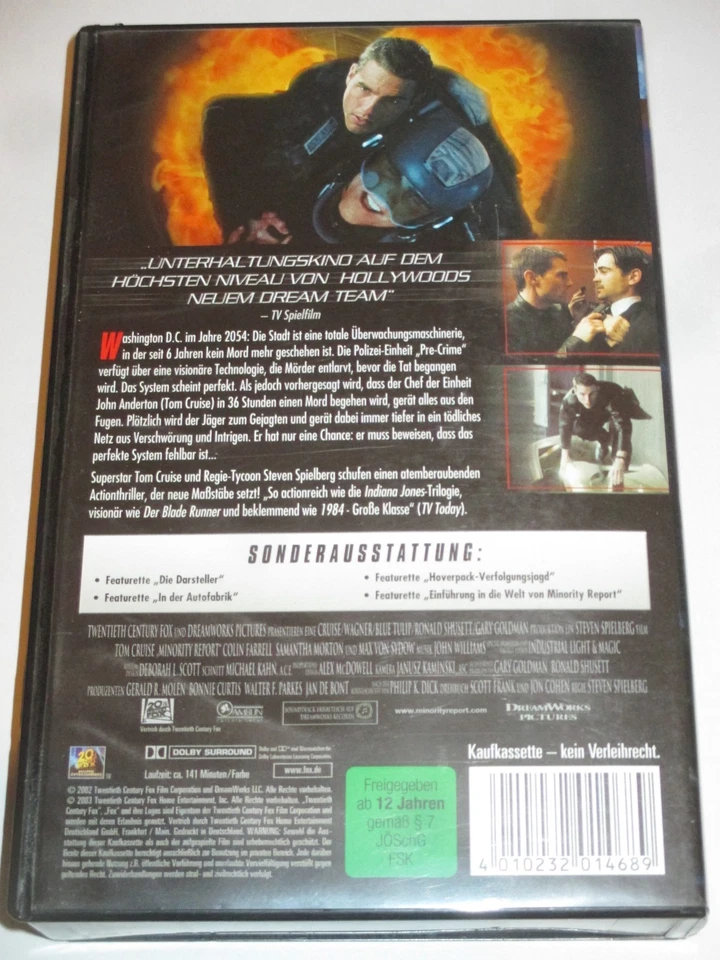FOX - Minority Report - VHS/SciFi-Thriller/Tom Cruise/Colin Farrell - Bild 2 von 2