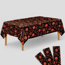 KatchOn, Pumpkin Halloween Tablecloth Plastic - 54x90 Inch, Pack of 3 | Pumpk...