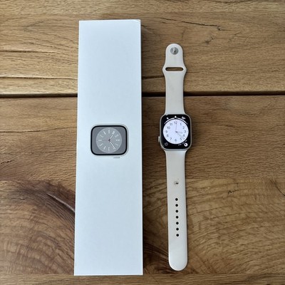 Apple Watch Series 8 GPS 45mm Smartwatch Silber Sportarmband MP6N3FD/A