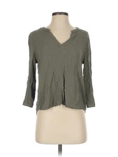Olive and Oak Women Gray 3/4 Sleeve Blouse S