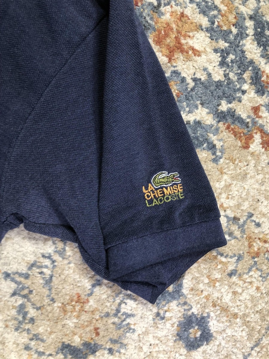 Vintage Chemise Lacoste Polo Shirt Mens 2XL Navy Croc Logo Made In