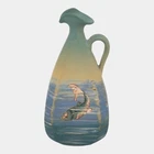 Weller Dickens Ware 1900s Vintage Art Pottery Matte Green Fish Ewer Chilcote
