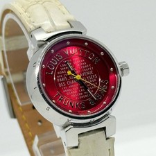 LOUIS VUITTON Watch Tambour TRUNKS&BAGS SC1499 Q121N Silver Red Quartz Women's