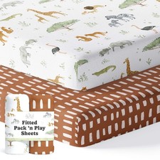 Pack and Play Sheets Fitted, Mini Crib Sheets for Graco Pack N Play Playard ...