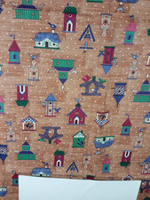 VIP Fabric Cranston Print Works Birds/Birdhouses Brown Background 1 Yard x 45"