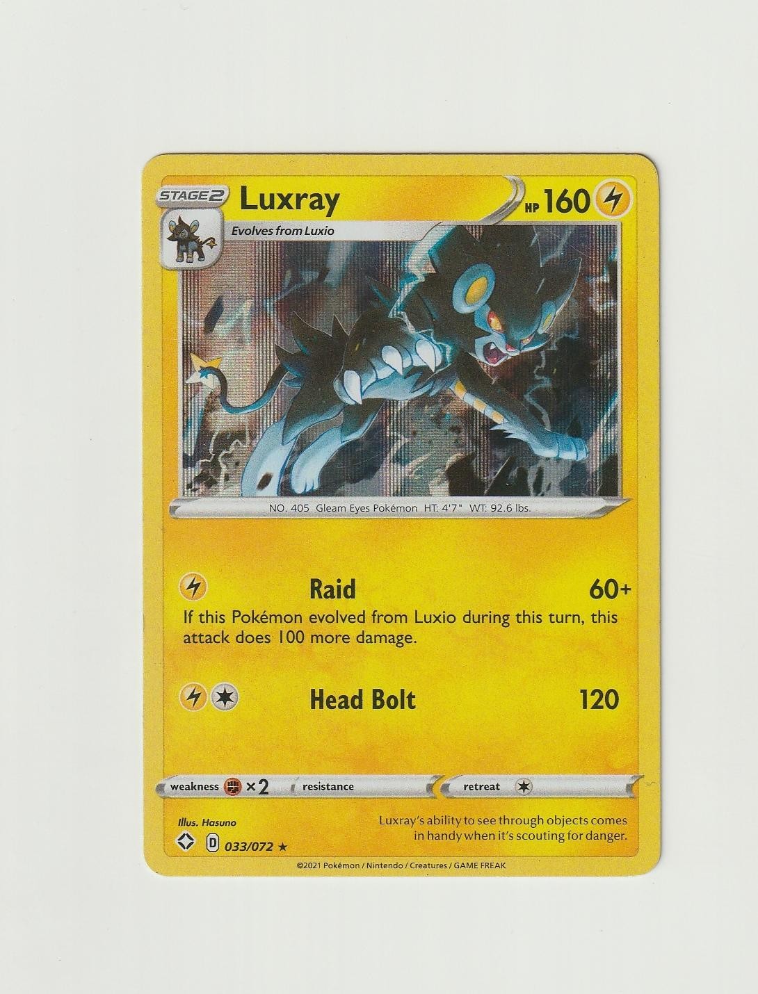 Luxray 033/072 Holo R Shining Fates NM Pokemon