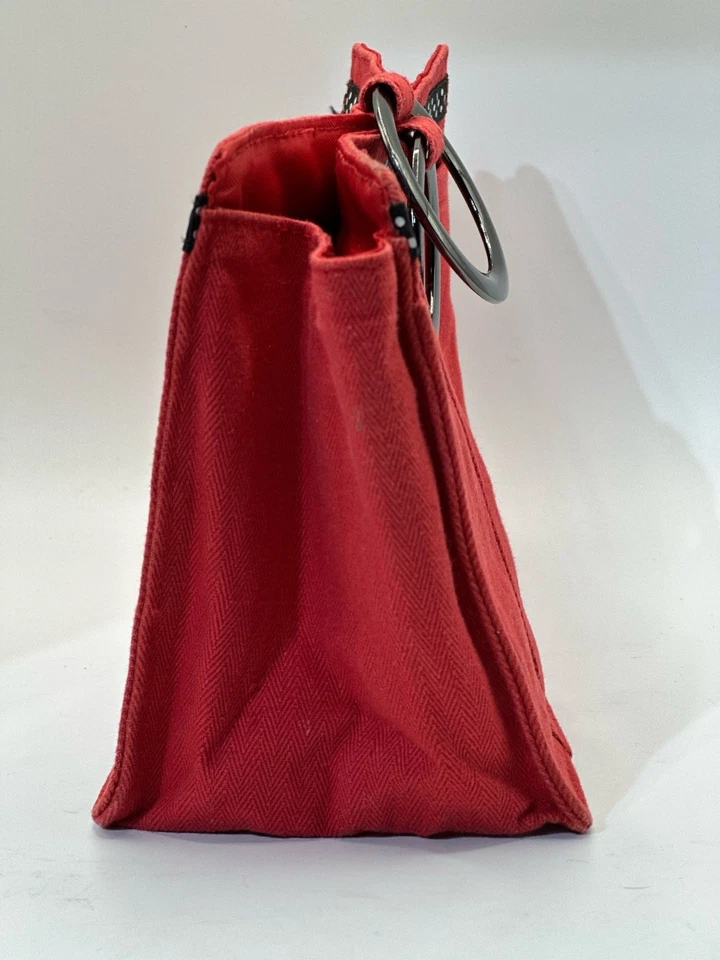 Bolso de mano rojo Pouchee cierre magnético pequeño monedero insertado billetera bolsillos Foto 3 de 4