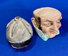 ANTIQUE JOSEF STRNACT MAJOLICA  FIGURAL HEAD TOBACCO HUMIDOR  MAN IN JOCKEY CAP — photo 2
