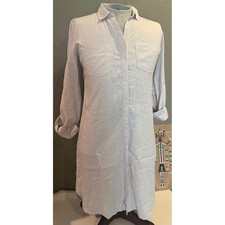 Prana Hemp Tencel Blend Shirt Dress Beige Button Front Midi W31190681 Womens M