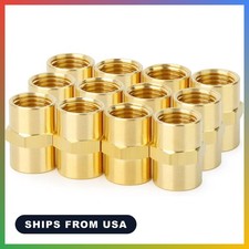 12 Pack Brass Hex Coupling 1/4" NPT Female x Female Pipe Fitting Adapter