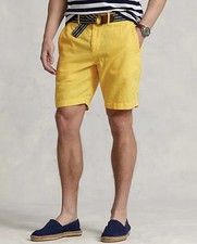Polo Ralph Lauren Men's 8.5  Classic Fit Linen-Cotton Shorts Yellow Size 32
